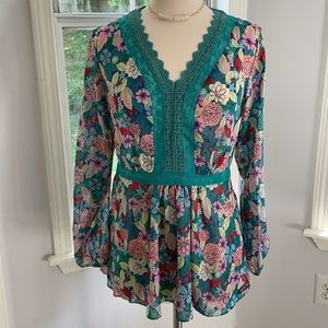 Matilda Jane Floral Tunic Crochet Details EUC